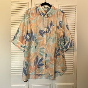 Chico’s women’s no-iron 100% linen tunic Brand New size 4 US size 20/22 blouse